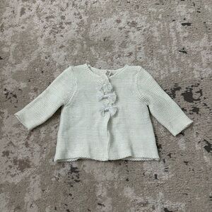 Peek Baby Girl White Knit Cardigan Size 3-6 Months